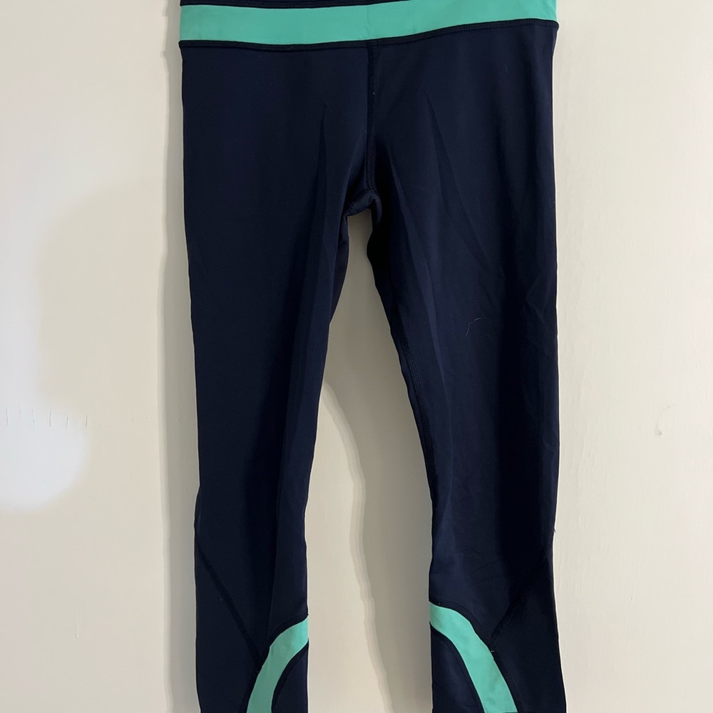 Lululemon Athletica Navy and Mint Leggings